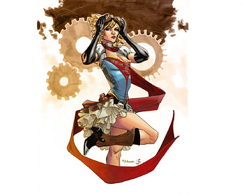 Steampunk Supergirl, steampunk, logo, fantasy, red, supergirl HD wallpaper