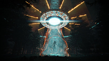 Abduction, spacecraft, silhouette HD wallpaper