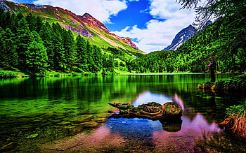 Beautiful lake in eastern Switzerland, clouds, sky, alps, mountains, water, reflections HD wallpaper