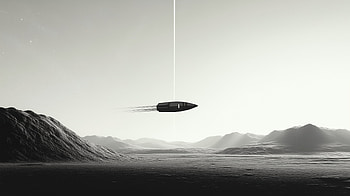 Black & White Rocket in the Desert -, Black & White, rocket, desert HD wallpaper