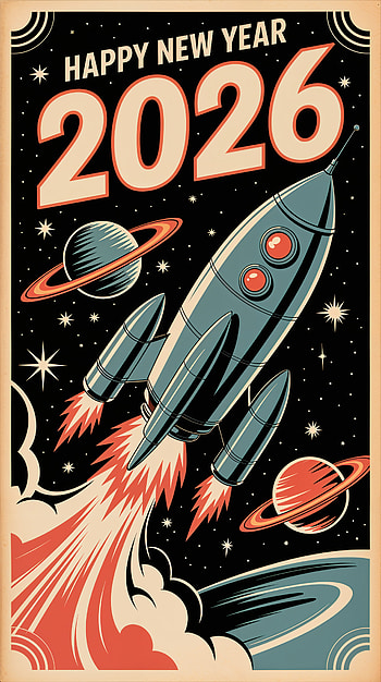 Blast Off 2026 — Happy New Year, rocket, New Year, space HD phone wallpaper