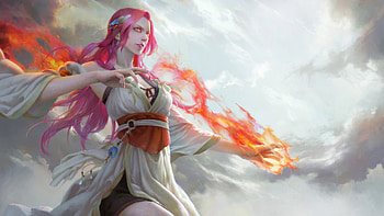 Flame, white, frumusete, art, gorgeous, girl, thesunfalls, orange, hand, superb, pink, fantasy, luminos, fire HD wallpaper