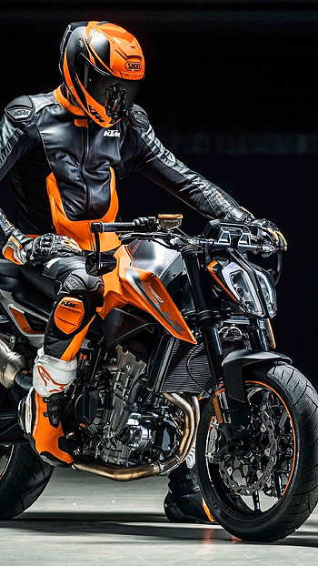 Duke Bike, Black Background, bike rider HD phone wallpaper