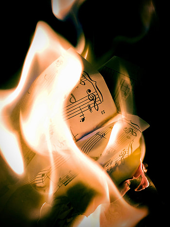 Music, Fire, Flame, Miscellanea, Miscellaneous, Paper, Notes HD phone wallpaper