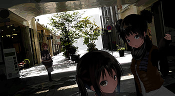 Girls day out, girl, long hair, cute anime girls, anime girls, suzuki jun, k on, painting, dark hair, hirasawa ui, girls, nakano azusa HD wallpaper