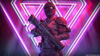 Neon Weapon Soldier Science Fiction , neon, soldier, science-fiction, artist, artwork, digital-art HD wallpaper