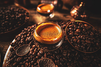 Coffee, beans, food, cup HD wallpaper