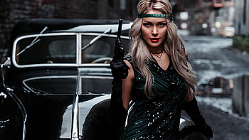 Girl with a gun, with a, model, gun, Girl HD wallpaper