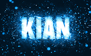 Happy Birtay Kian, , blue neon lights, Kian name, creative, Kian Happy Birtay, Kian Birtay, popular american male names, with Kian name, Kian HD wallpaper