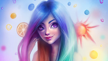Rainbow Hair Girl, rainbow, artist, artwork, digital-art, deviantart HD wallpaper