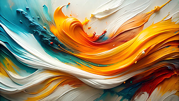 A clean white canvas adorned with bold, sweeping brushstrokes of bright colors, colors, Brush Strokes, wave, calm, Abstract HD wallpaper