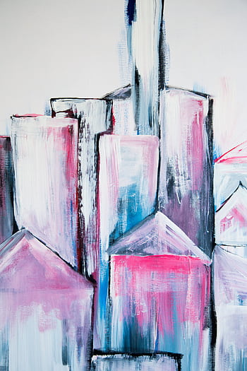 Dynamic abstract cityscape with vibrant colors and expressive brushstrokes. HD phone wallpaper