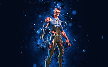 The Bitey Volt, , blue neon lights, Fortnite Battle Royale, Fortnite characters, The Bitey Volt Skin, Fortnite, The Bitey Volt Fortnite HD wallpaper
