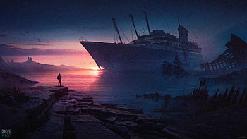 Abandoned Ship , artist, artwork, digital-art, deviantart HD wallpaper