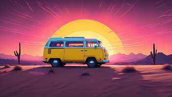 Camper Van Synthwave , van, synthwave, artist, artwork, digital-art HD wallpaper