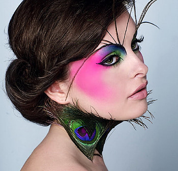 Elegant Display, fashion, model, feathers, eyes, face, beauty, female HD wallpaper