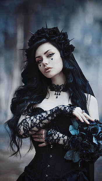 Gothic bridal fashion, Black dress elegance, Sony Xperia , Dark and romantic HD phone wallpaper