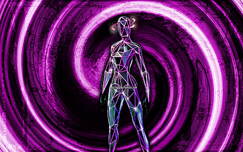 Iso, violet grunge background, Fortnite, vortex, Fortnite characters, Iso Skin, Fortnite Battle Royale, Iso Fortnite HD wallpaper