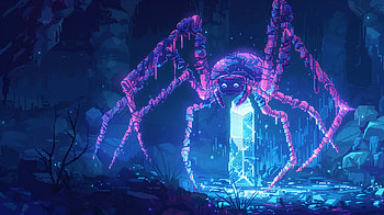 Neon Spider Fantasy, fantasy, spider, neon, cave, crystal, crystal cave HD wallpaper