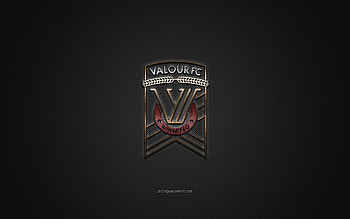 Valor FC, Canadian soccer club, gold logo, gray carbon fiber background, Canadian Premier League, soccer, Manitoba, Canada, Valor FC logo HD wallpaper