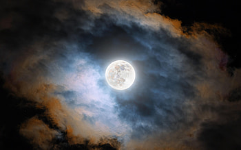 Cold moon , Night clouds, Glowing HD wallpaper