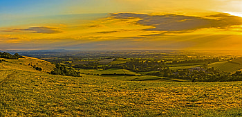 Nature, Trees, Sunset, Grass, Field, Hills, Dahl, Distance HD wallpaper