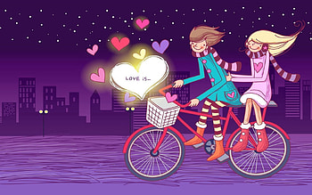 Love, Couple, Pair, Stroll, Bicycle, Relations HD wallpaper