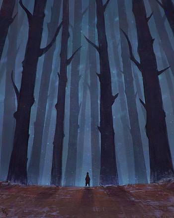 Trees, Art, Silhouette, Forest, Loneliness, Mystical, Mystic HD phone wallpaper