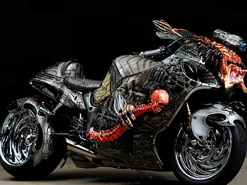 Crazy suzuki hayabusa tuning motorbikes 2560 1920 Vehicles Motorcycles skull wheels chrome skeleton dark scary colors stance custom ... HD wallpaper