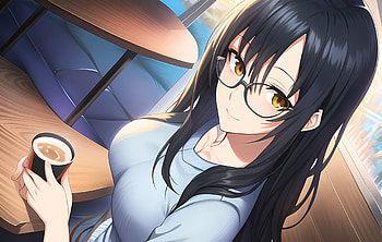 Anime Coffee girl, AI Art, blue, cafe, coffee, Anime, girl, anime girl, blue anime HD wallpaper