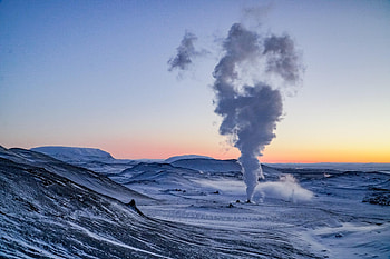 Nature, Snow, Hills, Cloud, Steam, Geyser HD wallpaper