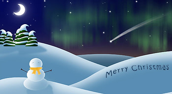 Holidays, Sky, Stars, Moon, Fir-Trees, Snowman, Christmas, Fall, Inscription HD wallpaper