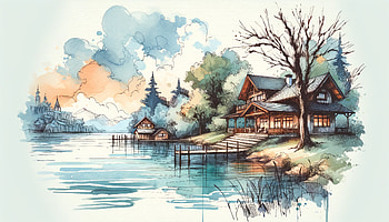 Lakehouse Haven, lake house, cottage, lake, nature, landscape HD wallpaper