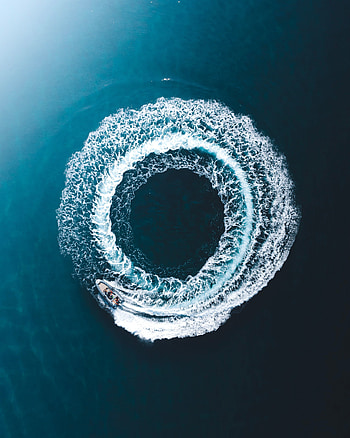 Boat, aerial view, sea HD phone wallpaper