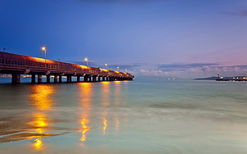 Nature, Sea, Shine, Light, Ocean, Evening, Wharf, Berth HD wallpaper