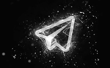 Telegram white logo, , white neon lights, creative, black abstract background, Telegram logo, social network, Telegram HD wallpaper