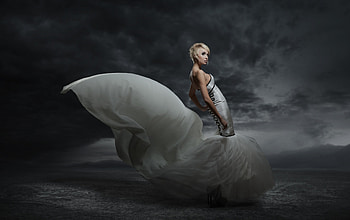 Night Moves, night, dress, beauty, wind, fashion, clouds, women, sky, evening HD wallpaper
