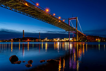 Cities, Night, City, Lights, Shore, Bank, Bridge HD wallpaper