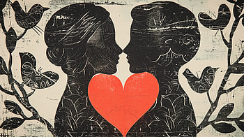 Romantic Couple Silhouette with Heart - Valentine's Day, Valentine's Day, couple, heart HD wallpaper
