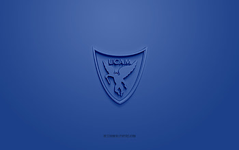 UCAM Murcia CB, creative 3D logo, blue background, Spanish basketball team, Liga ACB, Murcia, Spain, 3d art, basketball, UCAM Murcia CB 3d logo HD wallpaper