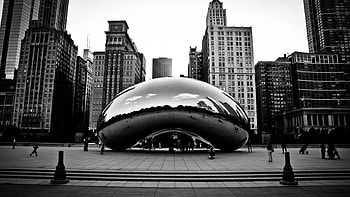 Millennium park, fotography, abstract, black and white, entertainment, people HD wallpaper