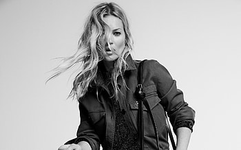 Kate Moss, British supermodel, Monochrome HD wallpaper