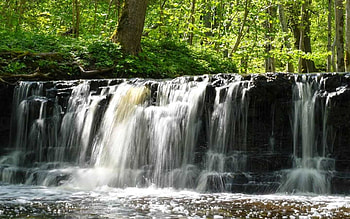 Waterfall in Latvia, waterfall, Latvia, nature, forest, water HD wallpaper