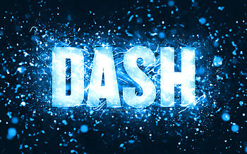 Happy Birtay Dash, , blue neon lights, Dash name, creative, Dash Happy Birtay, Dash Birtay, popular american male names, with Dash name, Dash HD wallpaper