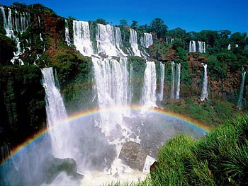 Waterfall, nature, rainbow HD wallpaper