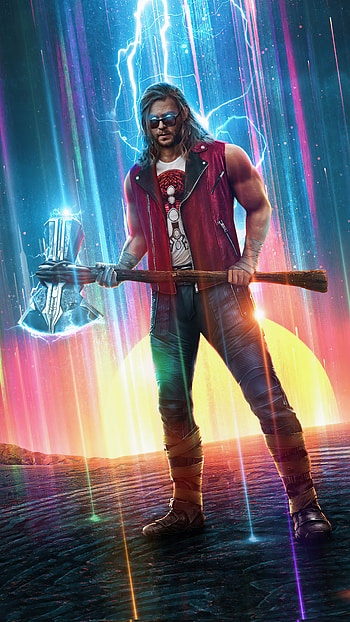 Love and thunder, standing, thor, marvel, light HD phone wallpaper