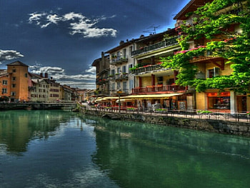 annecy, river HD wallpaper