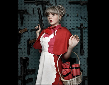 The Woods are full of Wolves - How much for the Mach 10?, fantasy, guns, explosives, girl, little red riding hood, female HD wallpaper