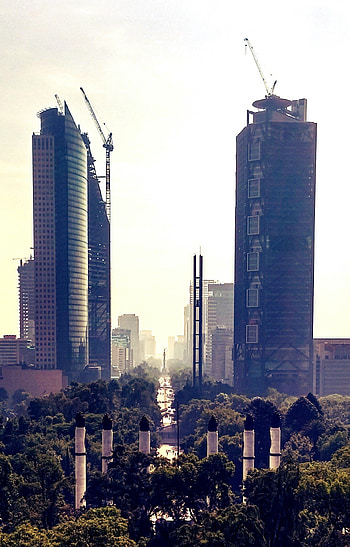 Torre Mayor and Torre BBVA, Mexico City Skyline HD phone wallpaper