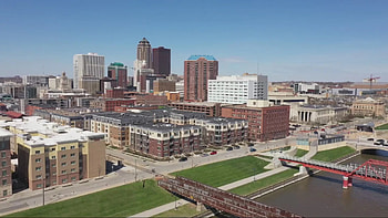 Downtown Des Moines, Skyline silhouette, Urban landscape, Night lights HD wallpaper